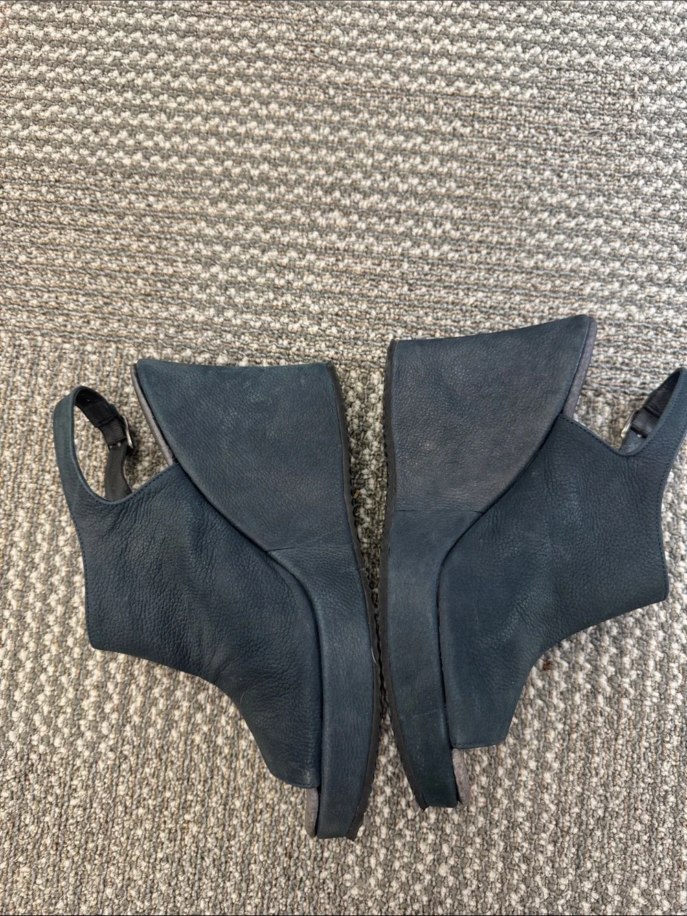Cordani Navy Slingback Leather Wedges, size EU 38/ US 8